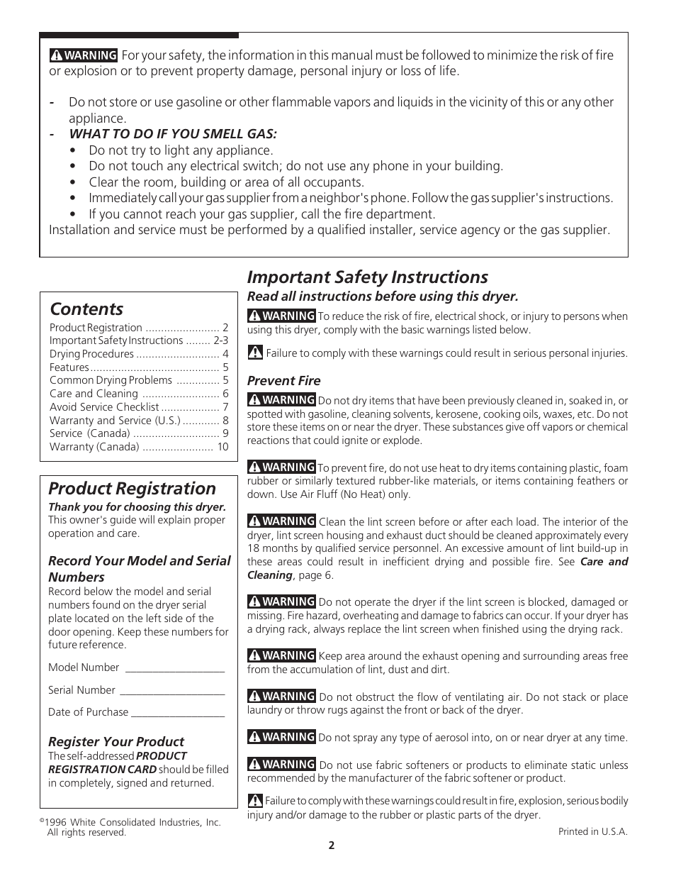 Electrolux - Gibson 131627900 User Manual | Page 2 / 10