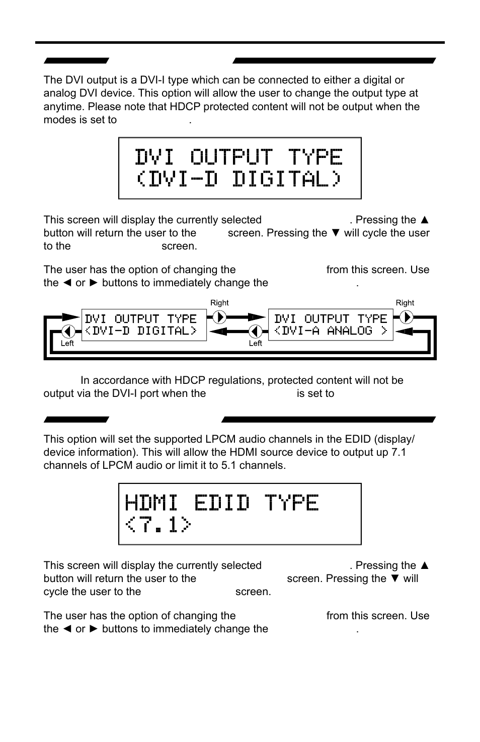 Dvi output type, Hdmi edid type | Gefen PRO I User Manual | Page 24 / 60