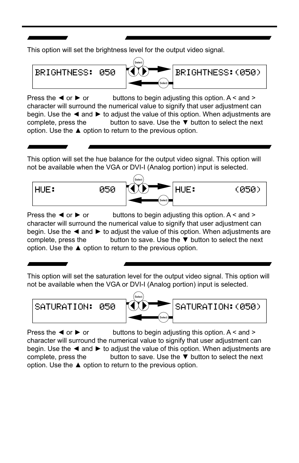 Brightness, Saturation | Gefen PRO I User Manual | Page 31 / 60