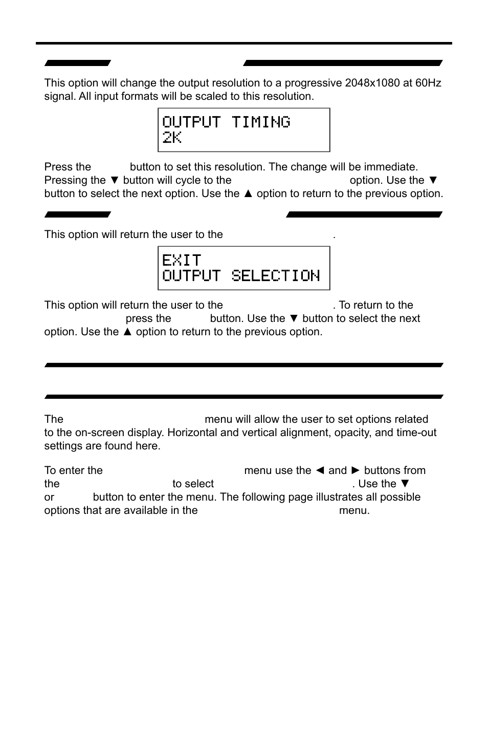 Output timing 2k, Exit output selection | Gefen PRO I User Manual | Page 44 / 60