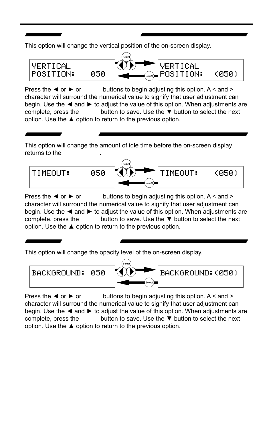 Vertical position, Timeout, Background | Gefen PRO I User Manual | Page 46 / 60