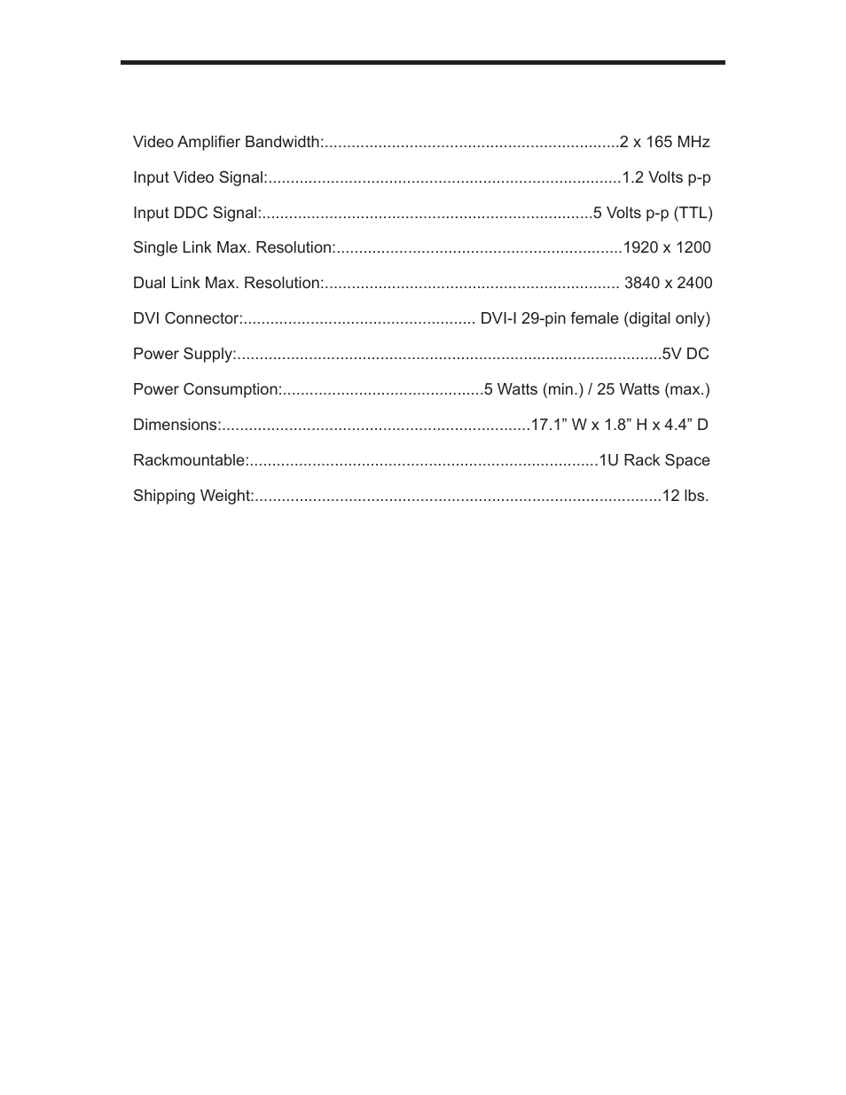 Specifications | Gefen EXT-DVI-441DL User Manual | Page 26 / 31