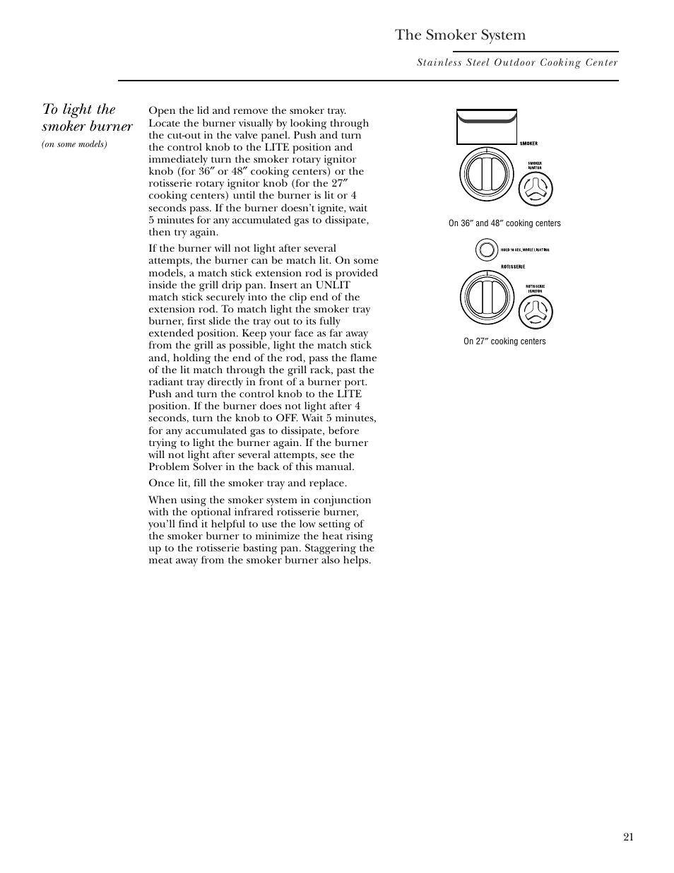 Smoker system, The smoker system | GE ZGG48N42 User Manual | Page 21 / 32