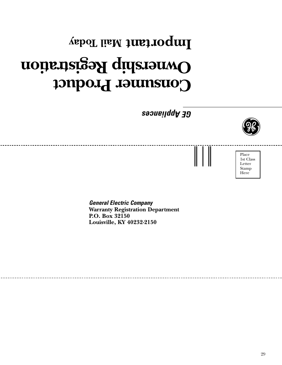 Consumer product ownership registration, Important | GE ZGG48N42 User Manual | Page 29 / 32