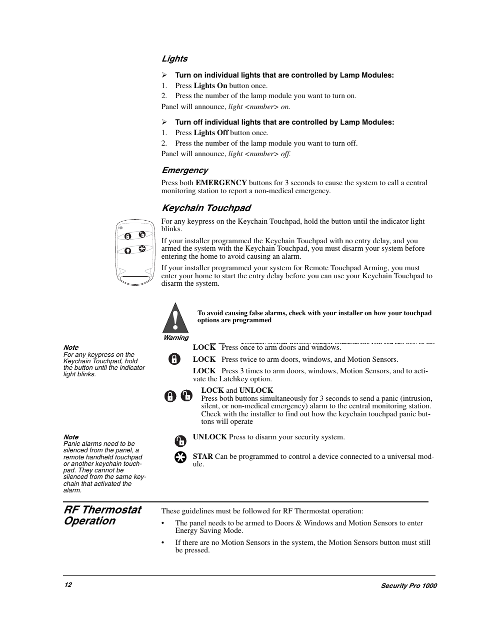Rf thermostat operation | GE 1000 User Manual | Page 18 / 36