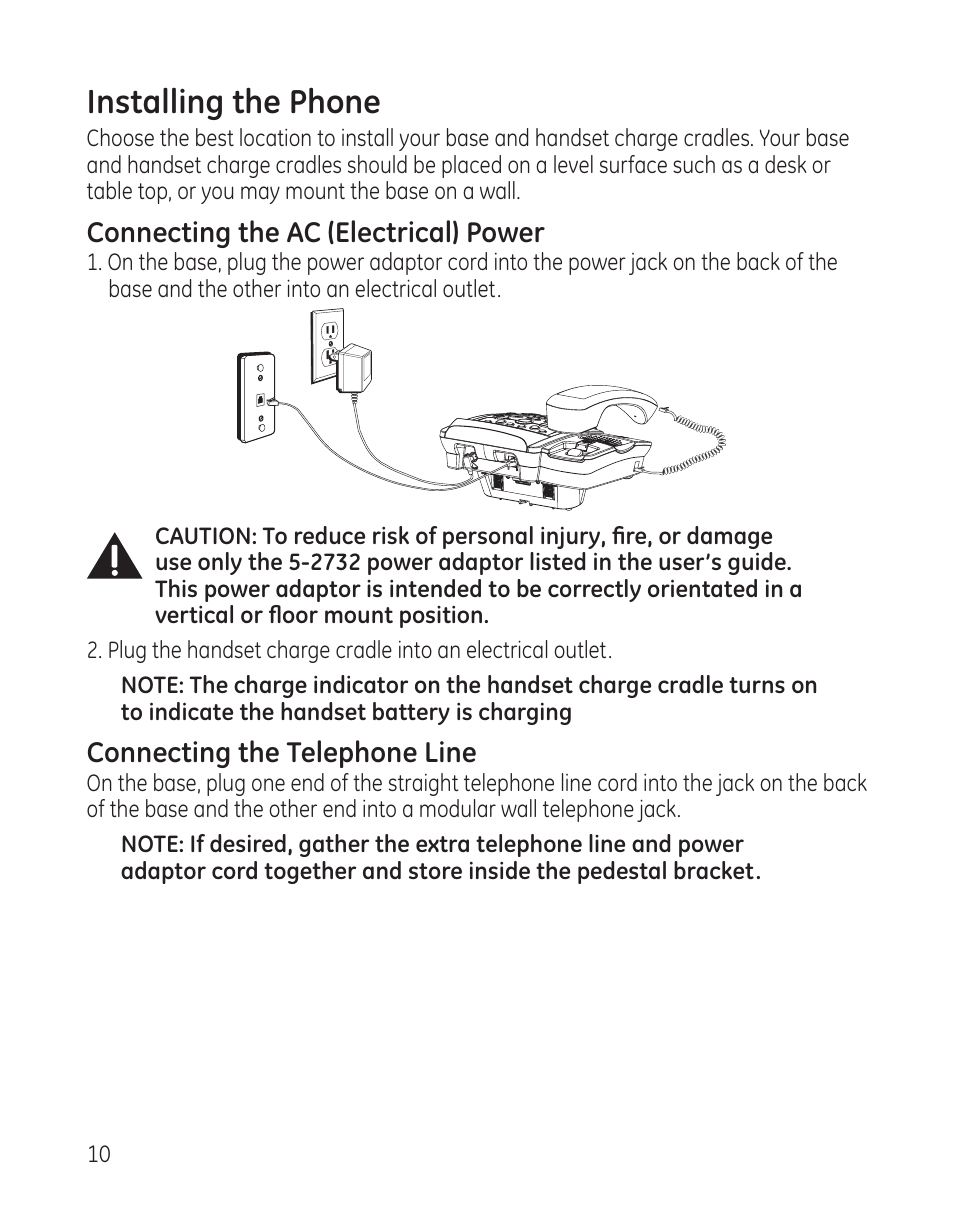 Installing the phone | GE 25982xx3 User Manual | Page 10 / 48