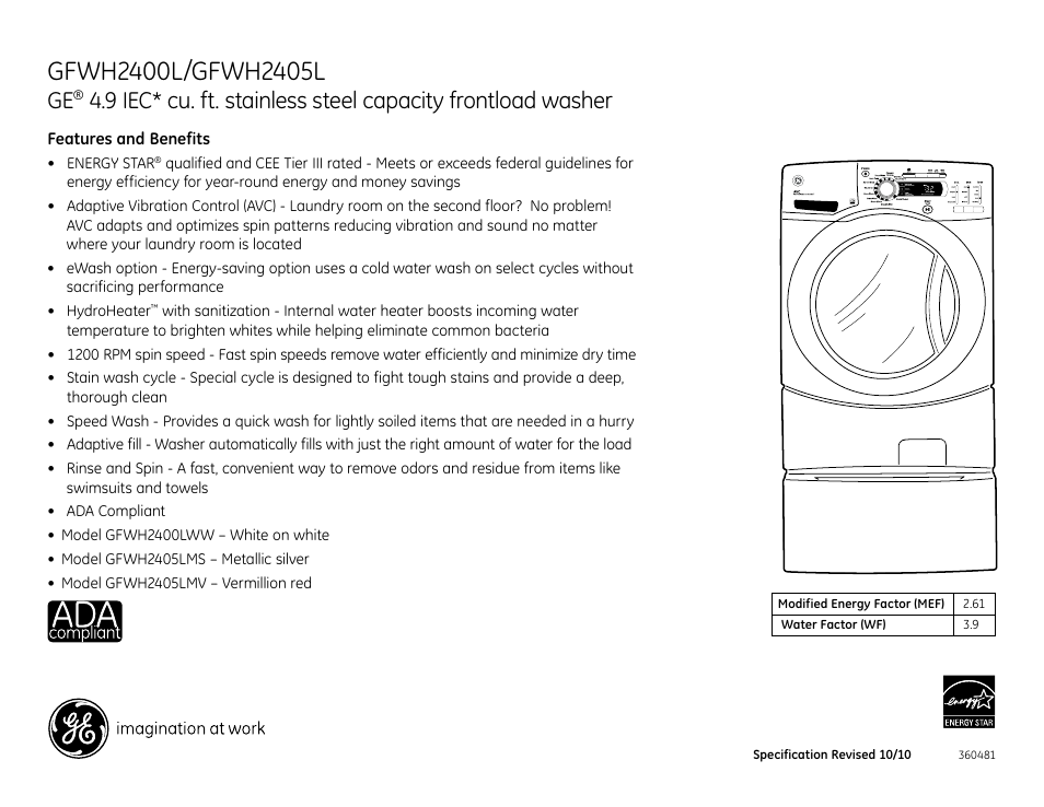 GE SBSD137HWW User Manual | Page 3 / 3