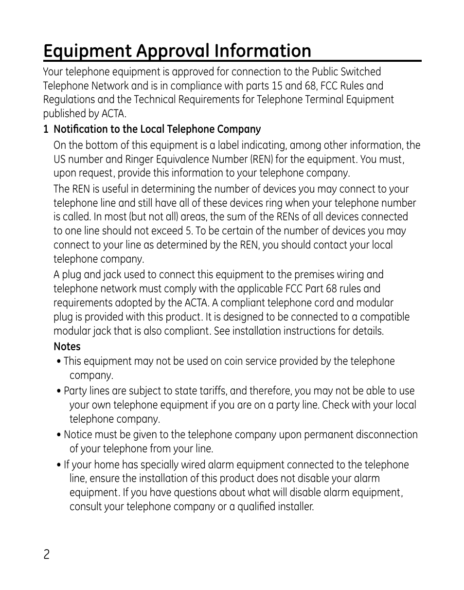 Equipment approval information | GE 0007 User Manual | Page 2 / 68