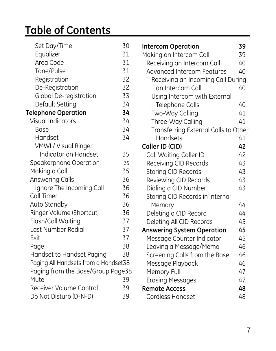 GE 0007 User Manual | Page 7 / 68