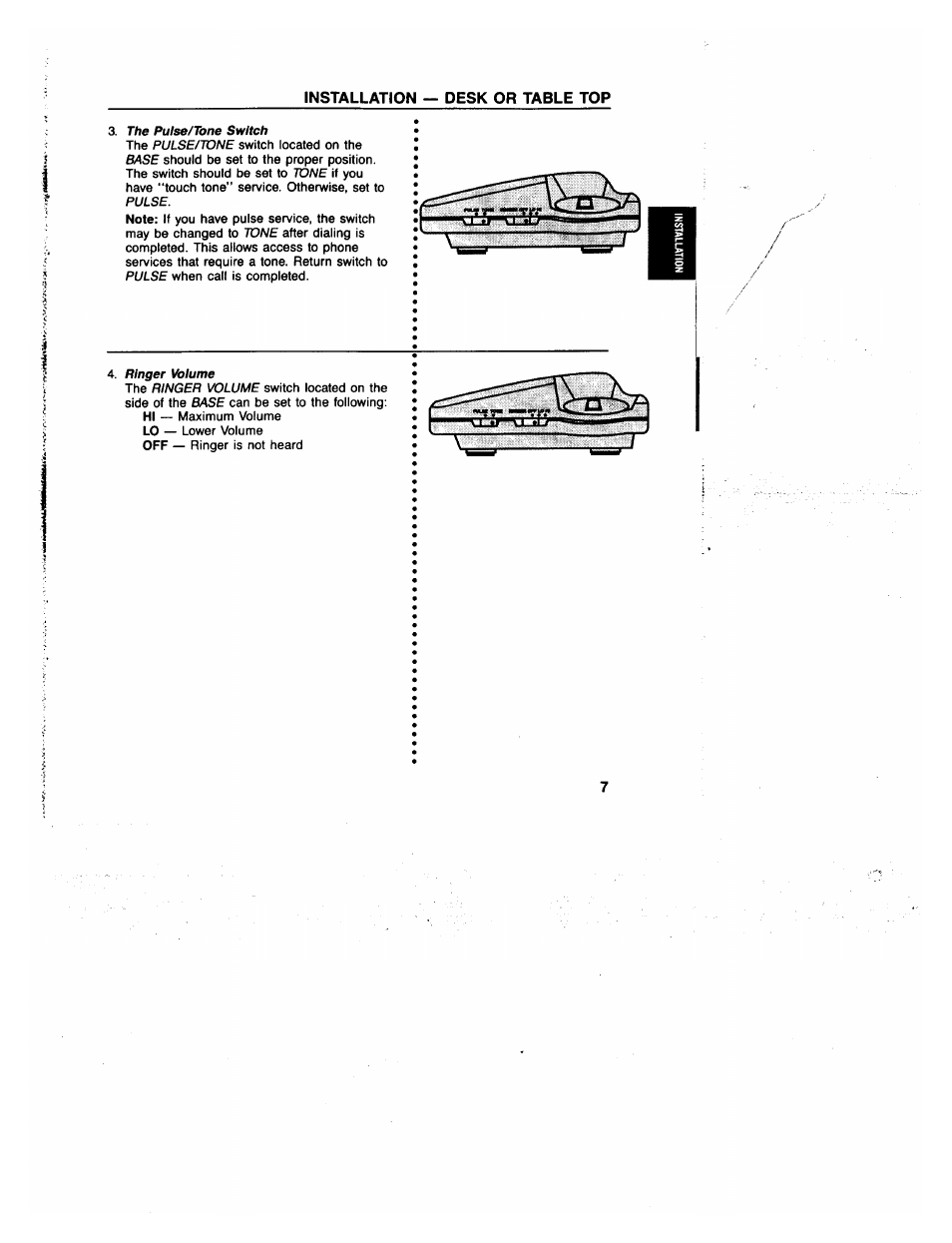 Installation — desk or table top | GE 2-9235 User Manual | Page 7 / 16