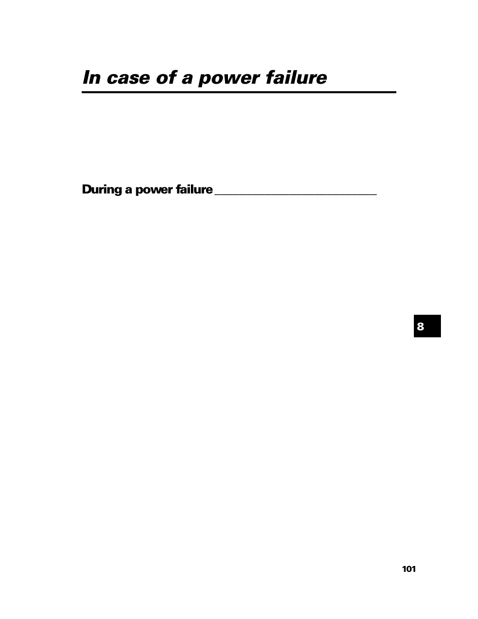 In case of a power failure, During a power failure | GE B640 User Manual | Page 110 / 121