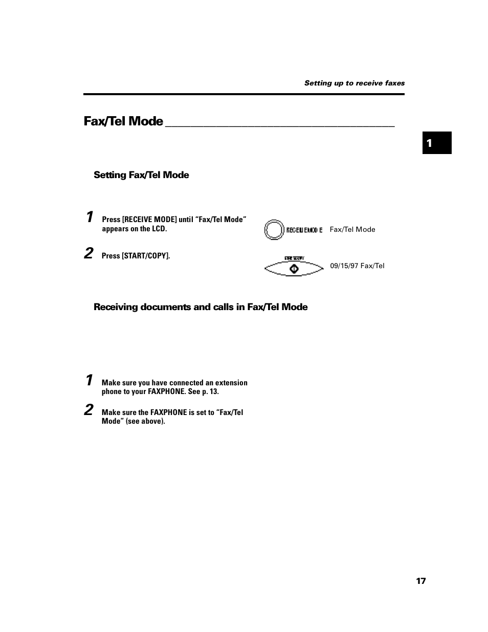 Fax/tel mode | GE B640 User Manual | Page 29 / 121