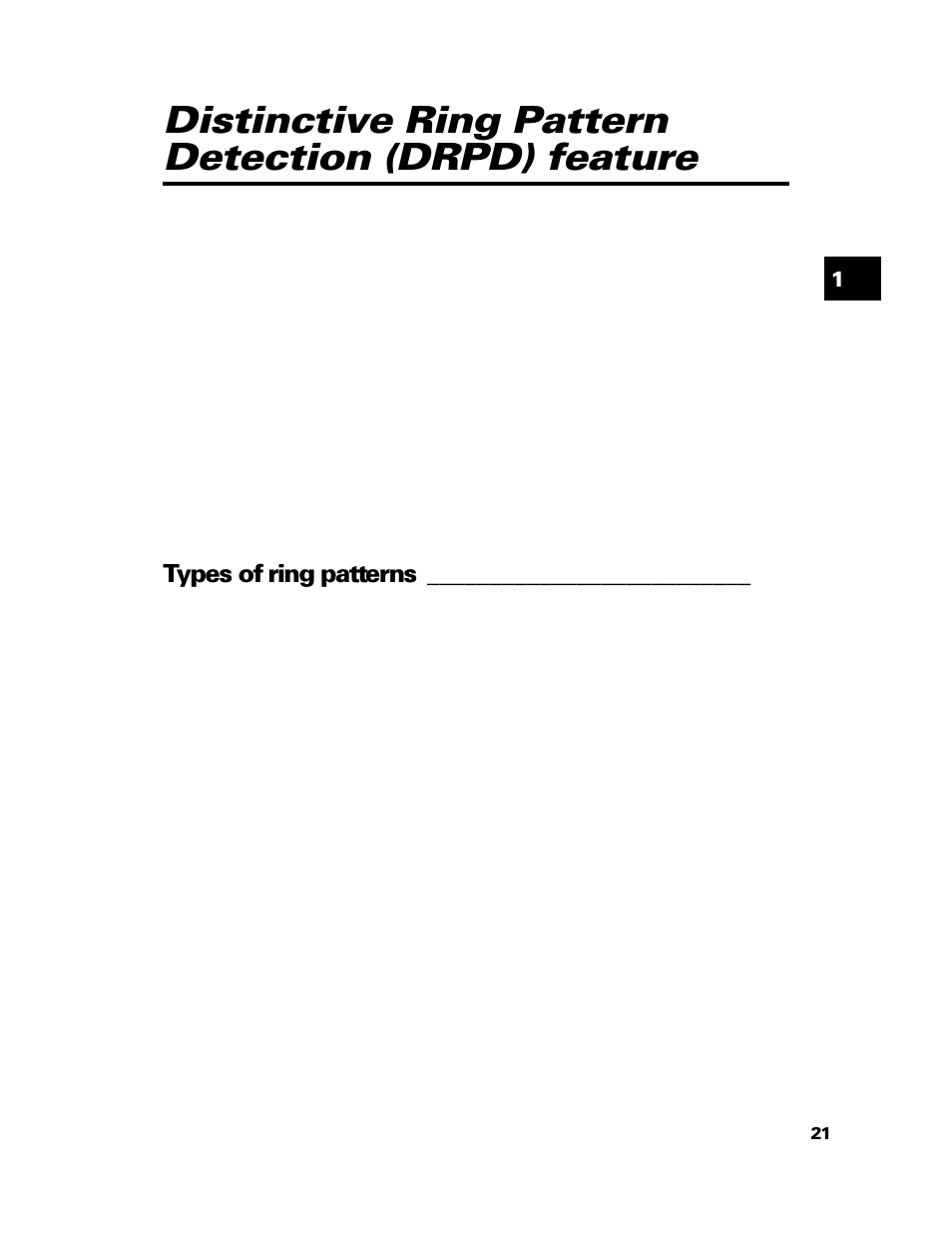 Distinctive ring pattern detection (drpd) feature, Types of ring patterns | GE B640 User Manual | Page 33 / 121