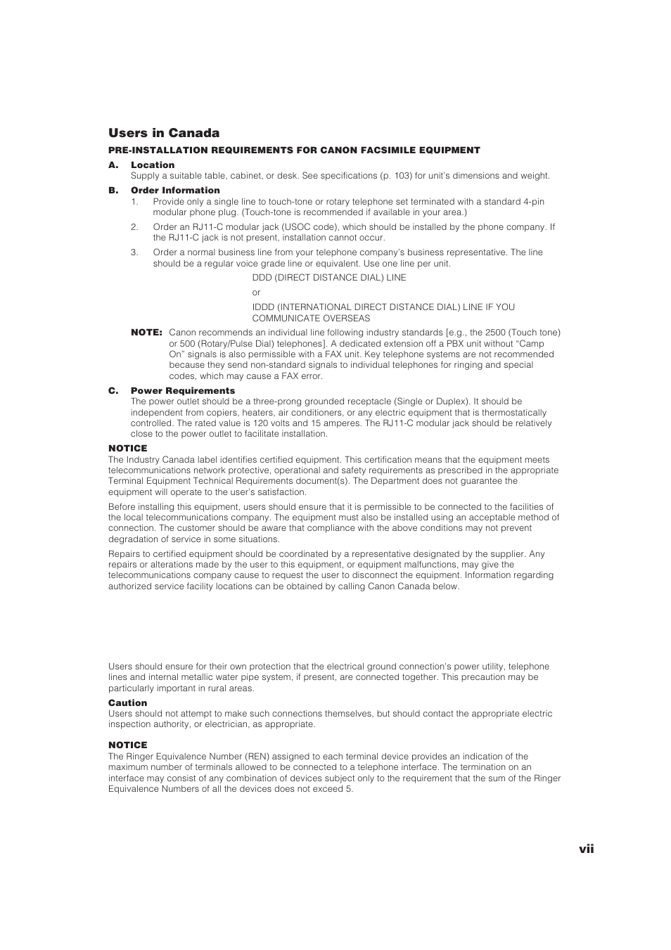 Vii users in canada | GE B640 User Manual | Page 7 / 121