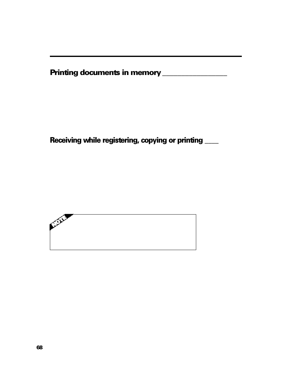 Printing documents in memory, Receiving while registering, copying or printing | GE B640 User Manual | Page 77 / 121