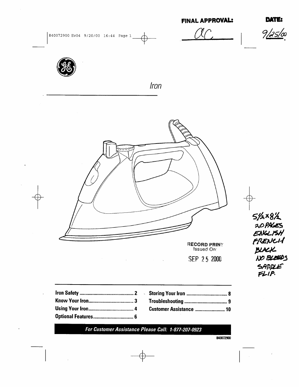 GE 840072900 User Manual | 20 pages