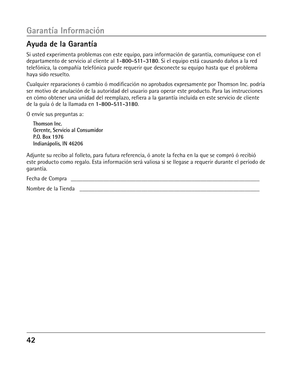 Garantía información, 2 ayuda de la garantía | GE 25205 User Manual | Page 90 / 96