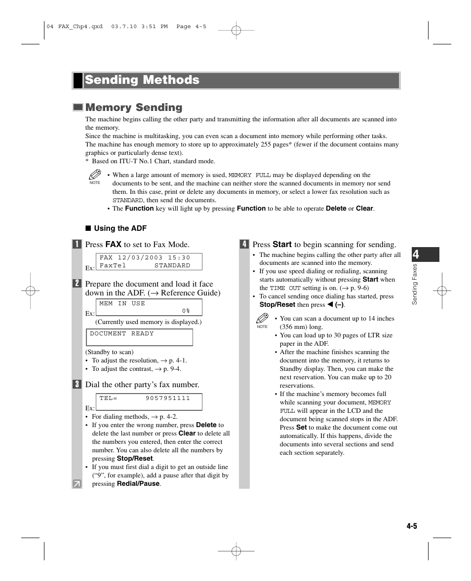 Sending methods | GE D780 User Manual | Page 42 / 94