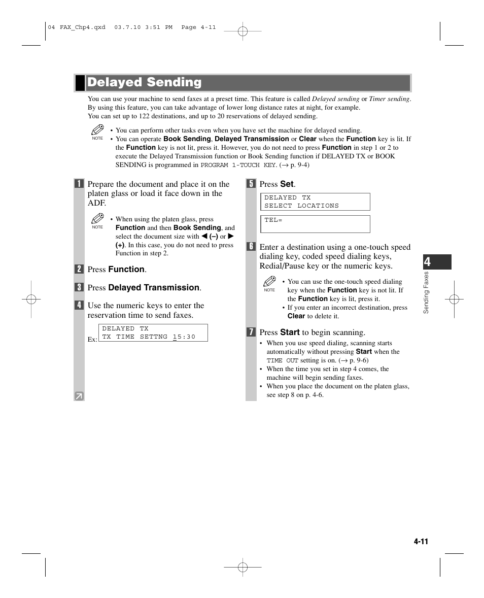 Delayed sending | GE D780 User Manual | Page 48 / 94