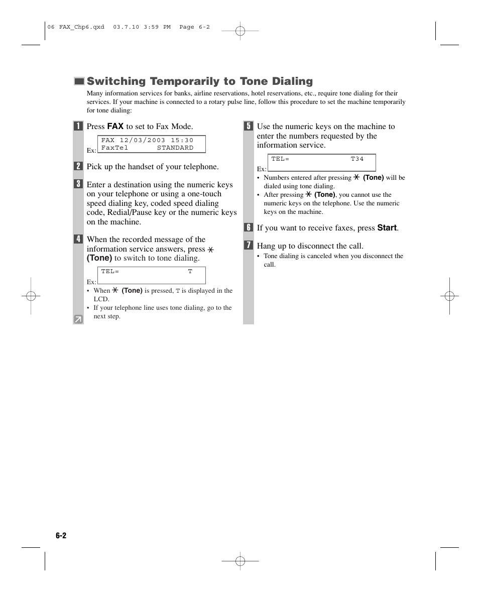 Switching temporarily to tone dialing | GE D780 User Manual | Page 65 / 94