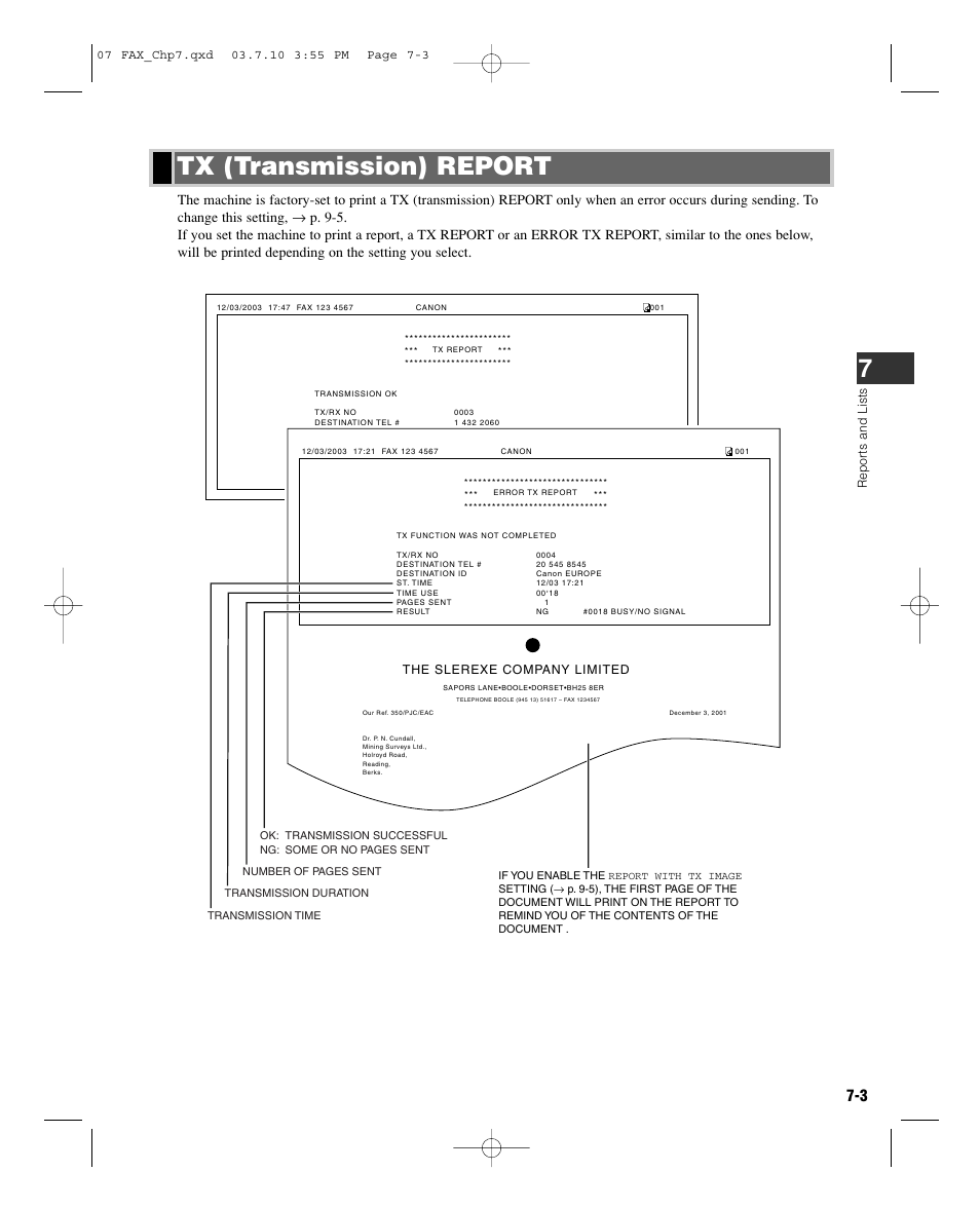 Tx (transmission) report 7 | GE D780 User Manual | Page 68 / 94