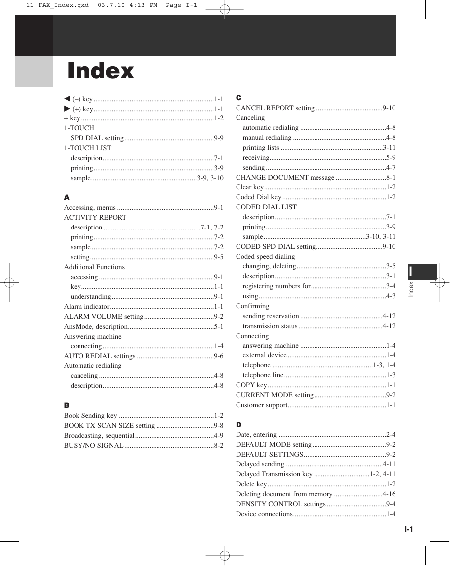 Index | GE D780 User Manual | Page 88 / 94