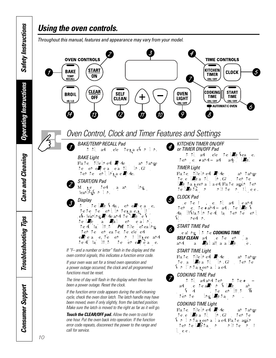 Oven, Controls, Oven –22 | Controls , 11, Using the oven controls | GE JBP83 User Manual | Page 10 / 40