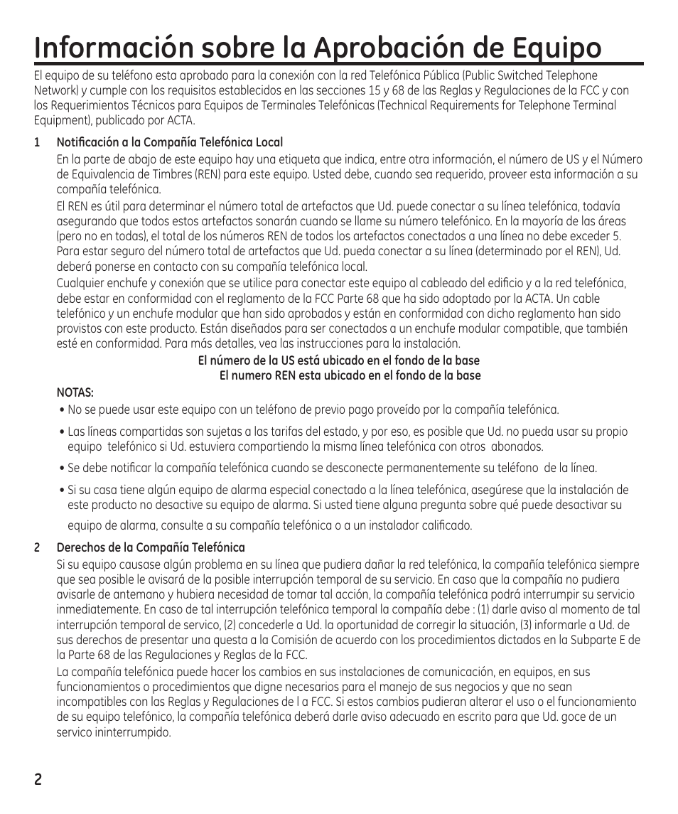 Información sobre la aprobación de equipo | GE 55897990 User Manual | Page 28 / 52