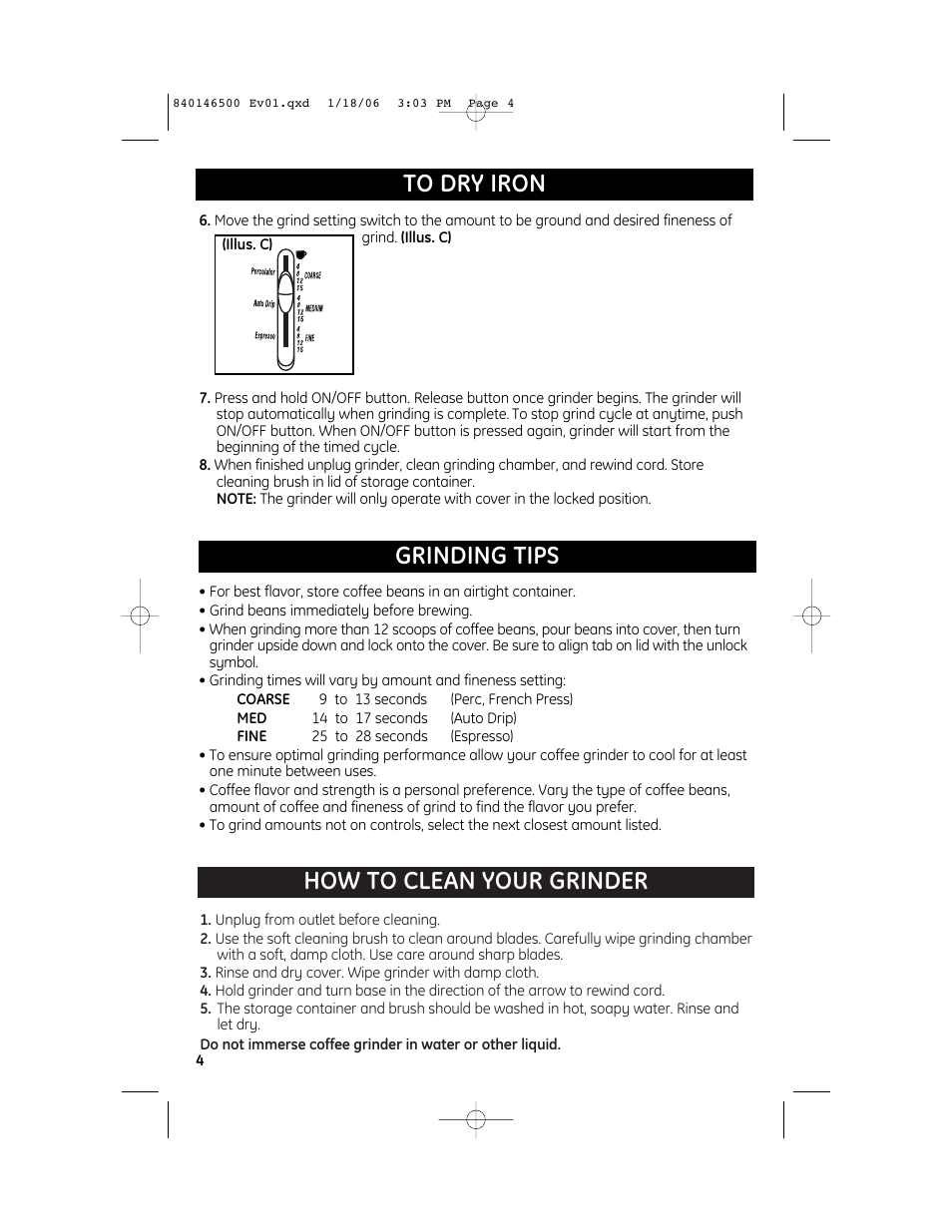 How to clean your grinder | GE 840146500 User Manual | Page 4 / 5
