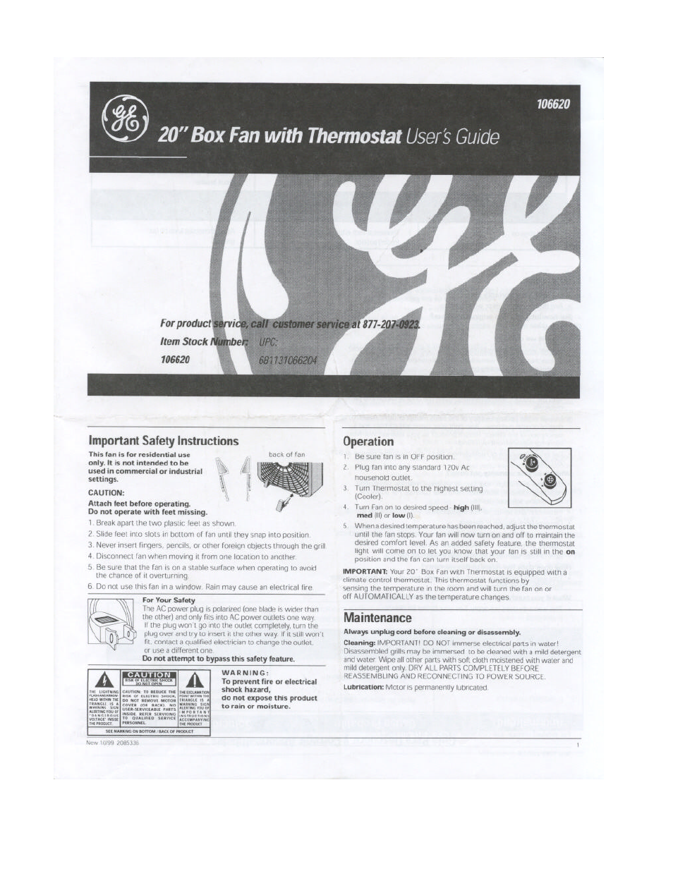 GE 106620 User Manual | 4 pages