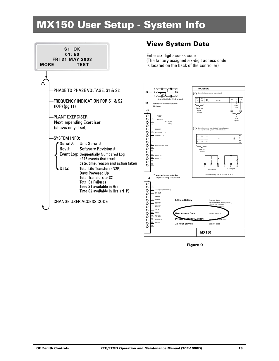 Mx150 user setup - system info, View system data, Figure 9 | Mx150, Ge zenith controls 19 | GE ZTGD Series Transfer Switches 40-3000 Amps User Manual | Page 19 / 36