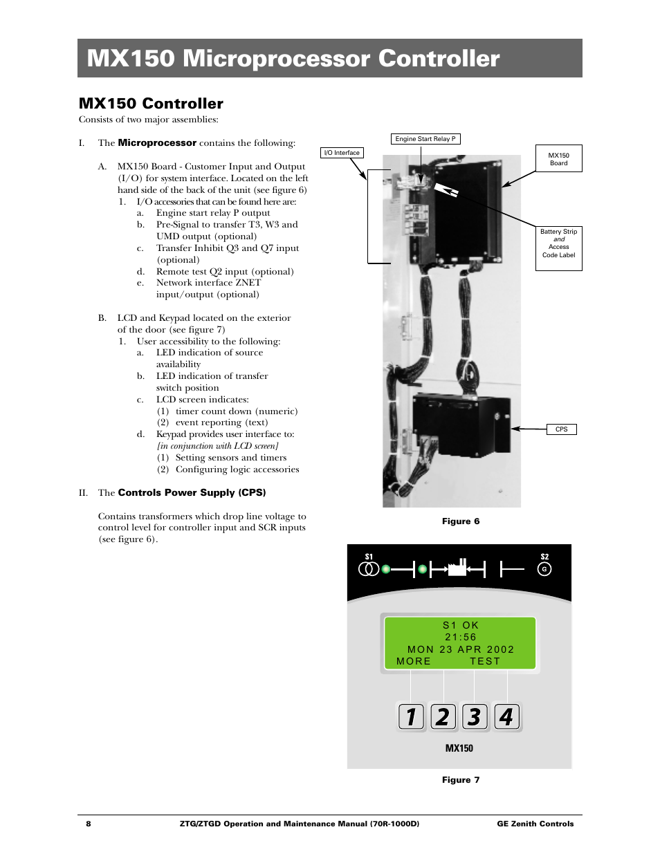 Mx150 microprocessor controller, Mx150 controller | GE ZTGD Series Transfer Switches 40-3000 Amps User Manual | Page 8 / 36