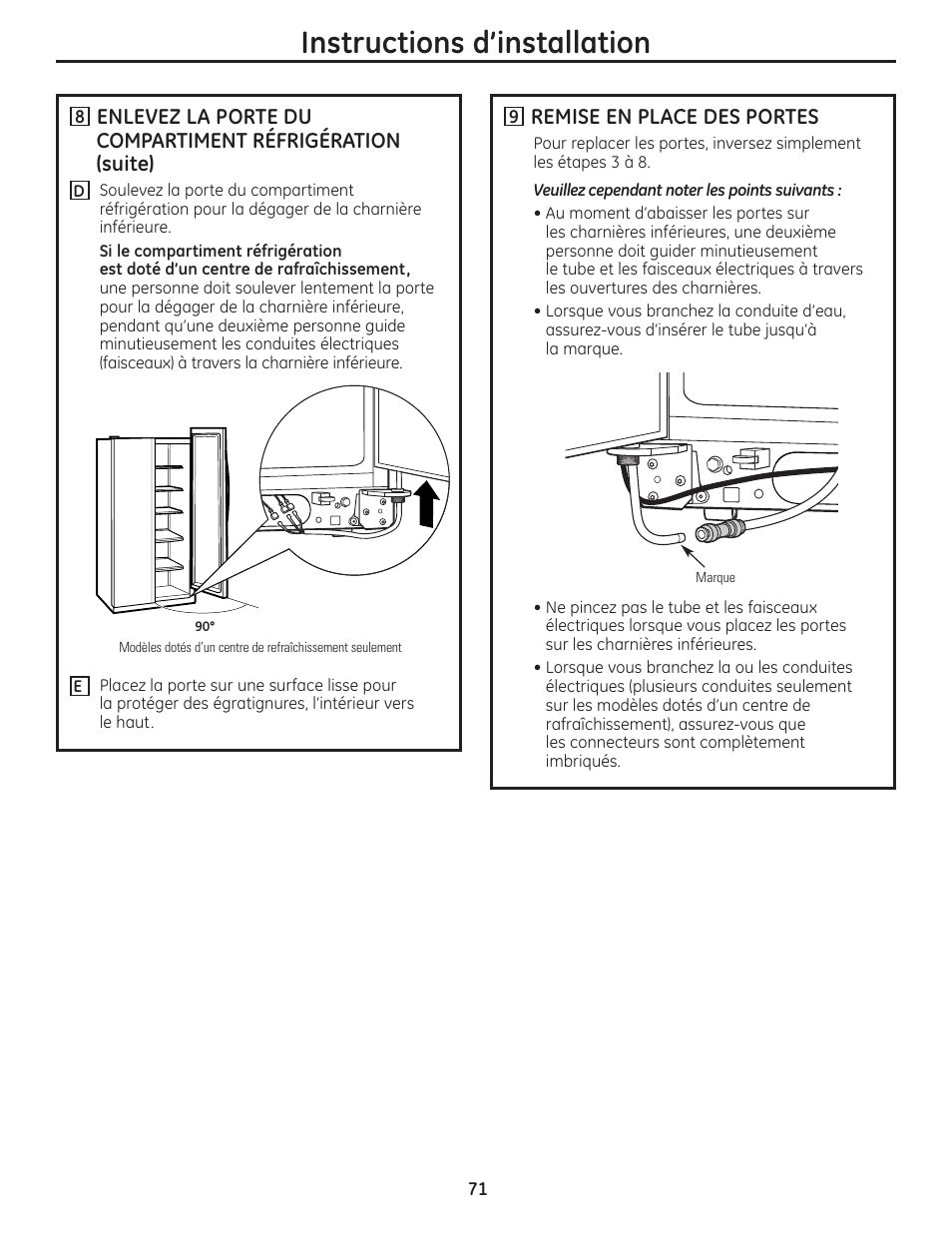 Instructions d’installation | GE 23 User Manual | Page 71 / 132