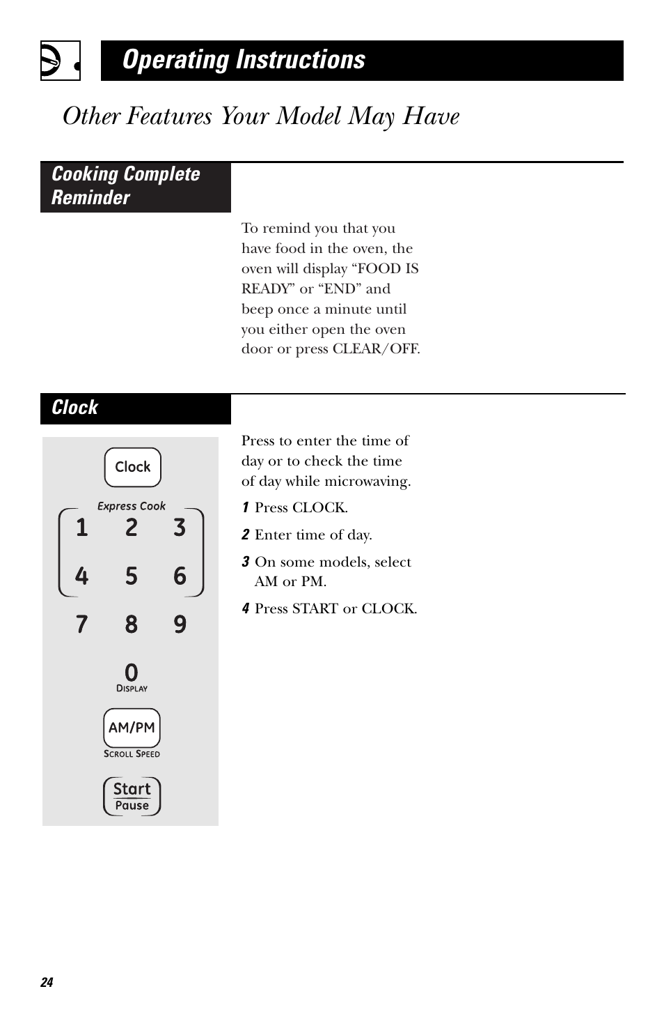 Other features | GE HVM1540 User Manual | Page 24 / 40