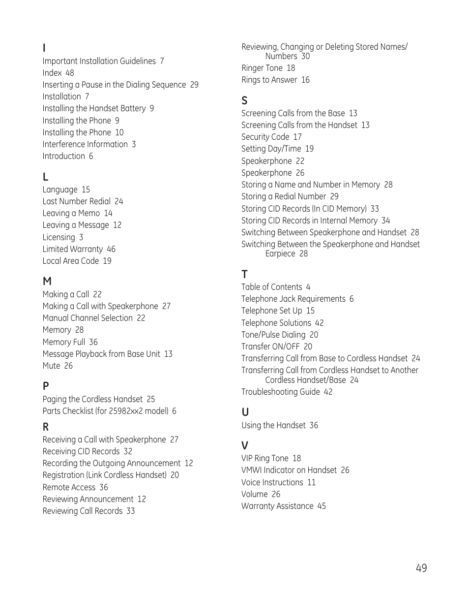 49 i | GE 25982 User Manual | Page 49 / 100