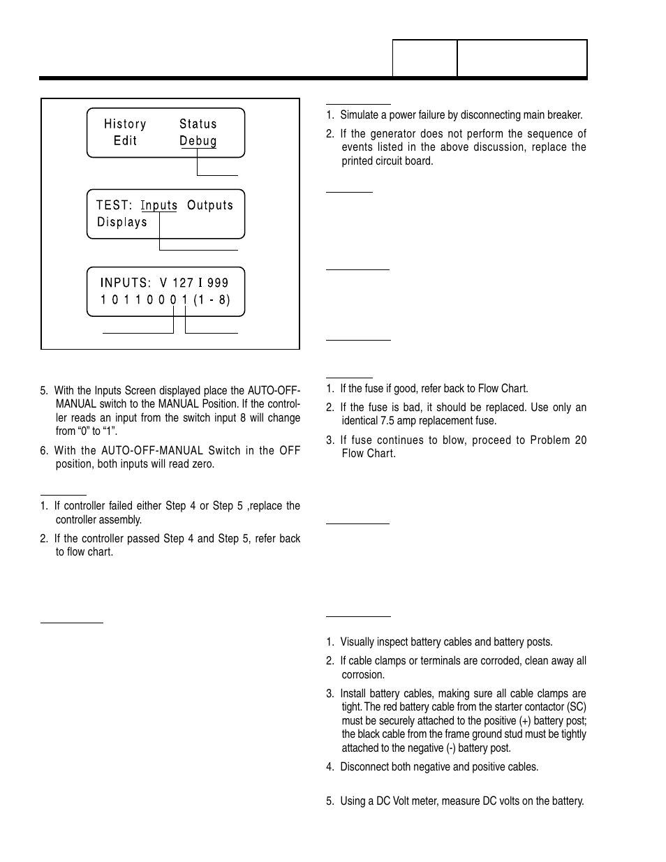Test 59 – test auto operations, Test 60 – check 7.5 amp fuse, Test 61 – check battery | Generac Power Systems 8 kW LP User Manual | Page 126 / 192