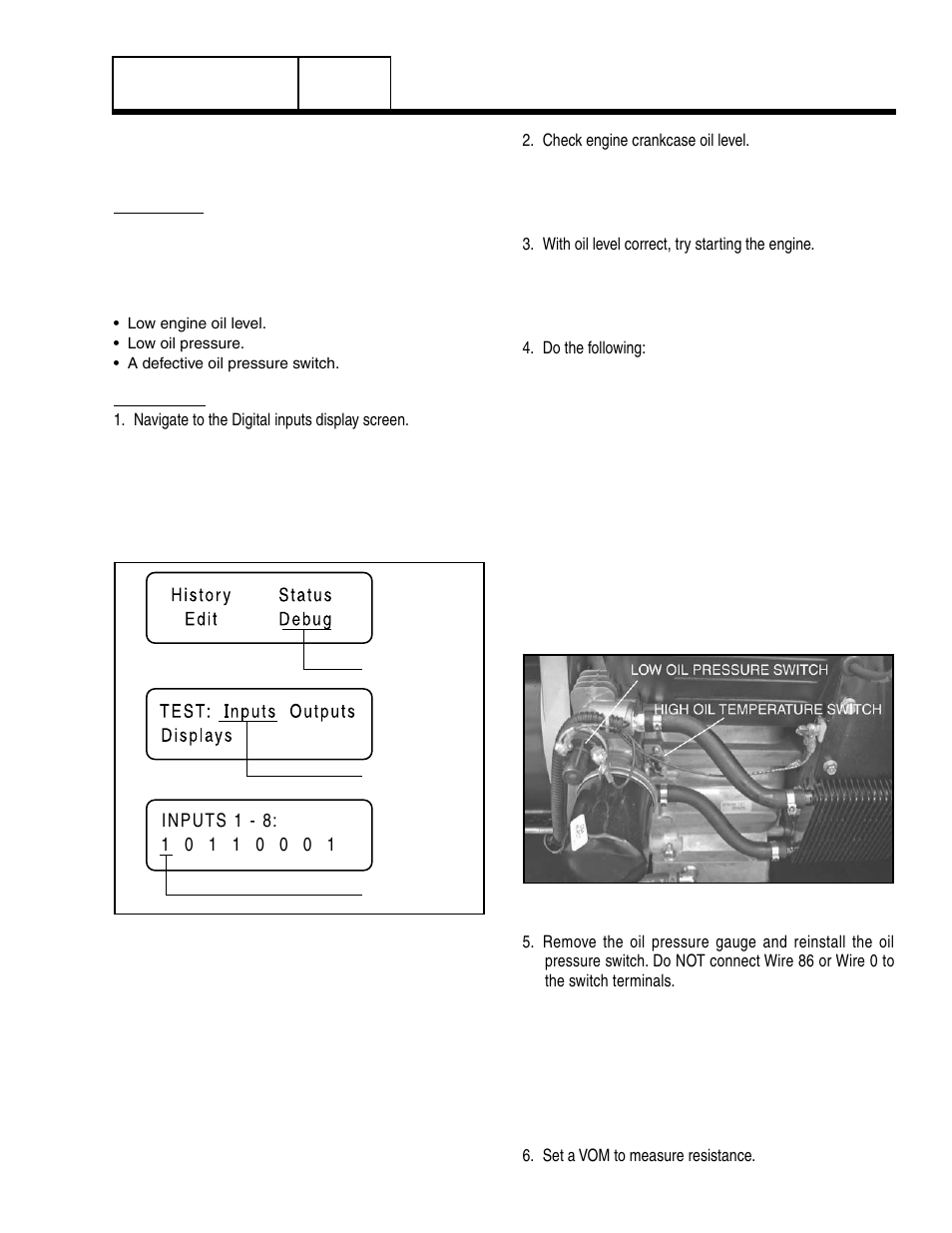 Test 75 – check oil pressure switchand wire 86 | Generac Power Systems 8 kW LP User Manual | Page 143 / 192
