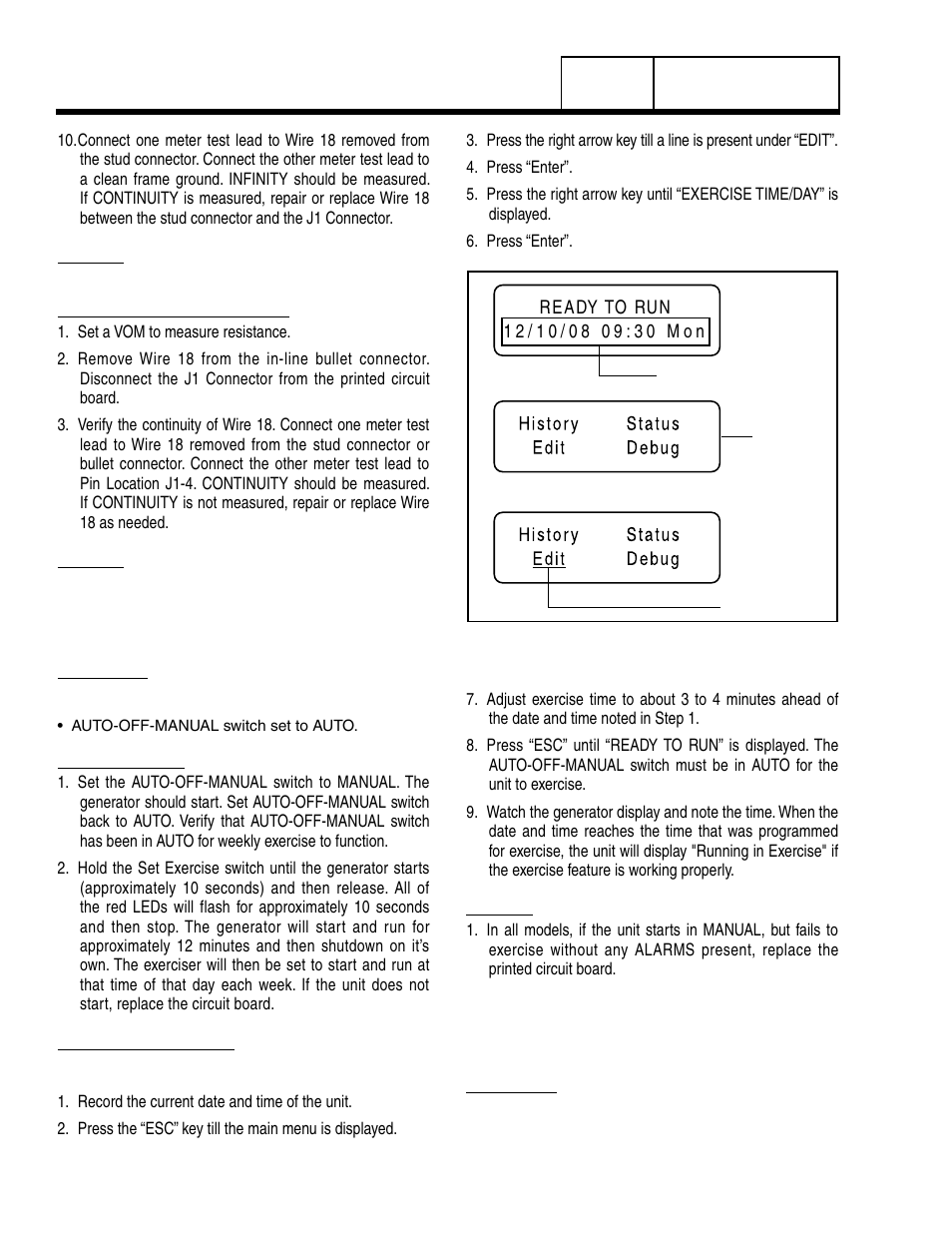 Test 79 – test exercise function, Test 80 – check cranking andrunning circuits | Generac Power Systems 8 kW LP User Manual | Page 146 / 192