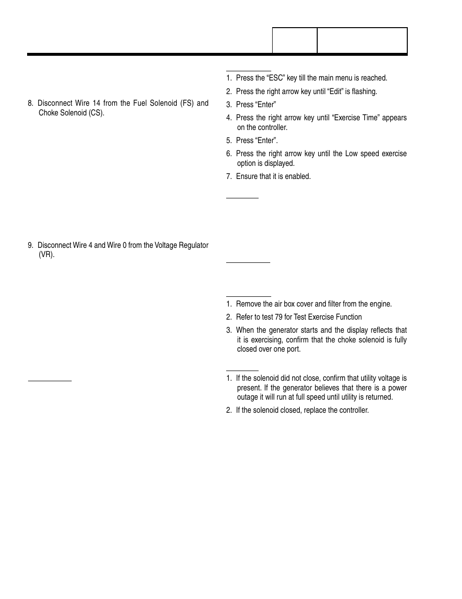 Test 82 – check operation of thechoke solenoid | Generac Power Systems 8 kW LP User Manual | Page 148 / 192