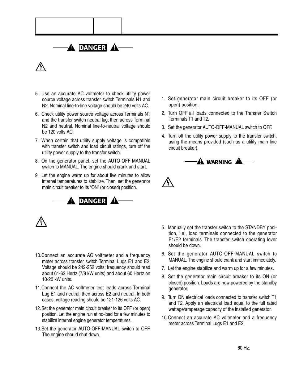 Generator tests under load, Danger | Generac Power Systems 8 kW LP User Manual | Page 151 / 192