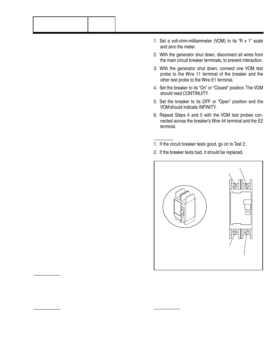 4 diagnostic tests, Introduction, Safety | Test 1 – check main circuit breaker, Test 2 – check ac output voltage | Generac Power Systems 8 kW LP User Manual | Page 43 / 192