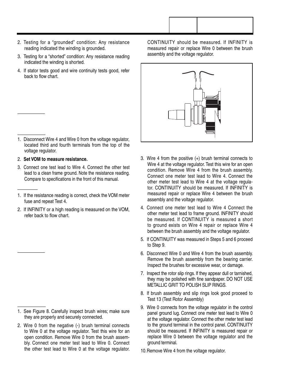 Test 12 – check brushes and slip rings(12-20 kw) | Generac Power Systems 8 kW LP User Manual | Page 50 / 192