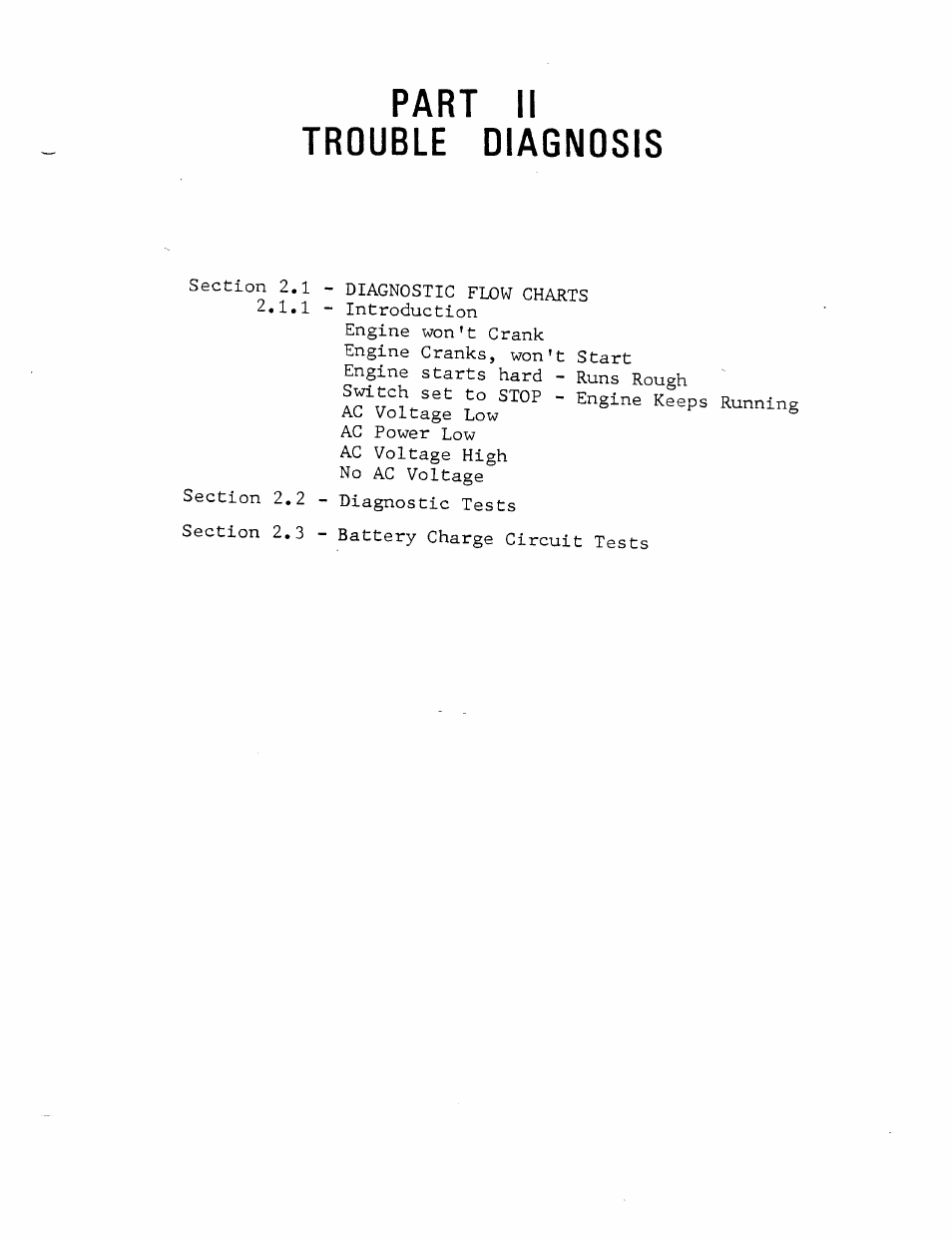 Part ii, Trouble diagnosis, Part ii trouble diagnosis | Generac Power Systems MC User Manual | Page 15 / 83