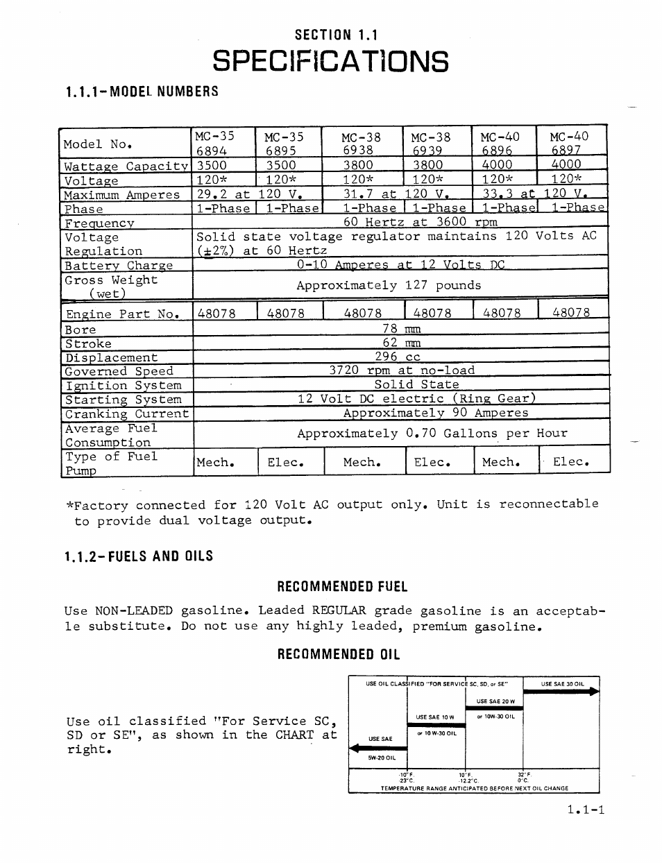 Specifications | Generac Power Systems MC User Manual | Page 4 / 83