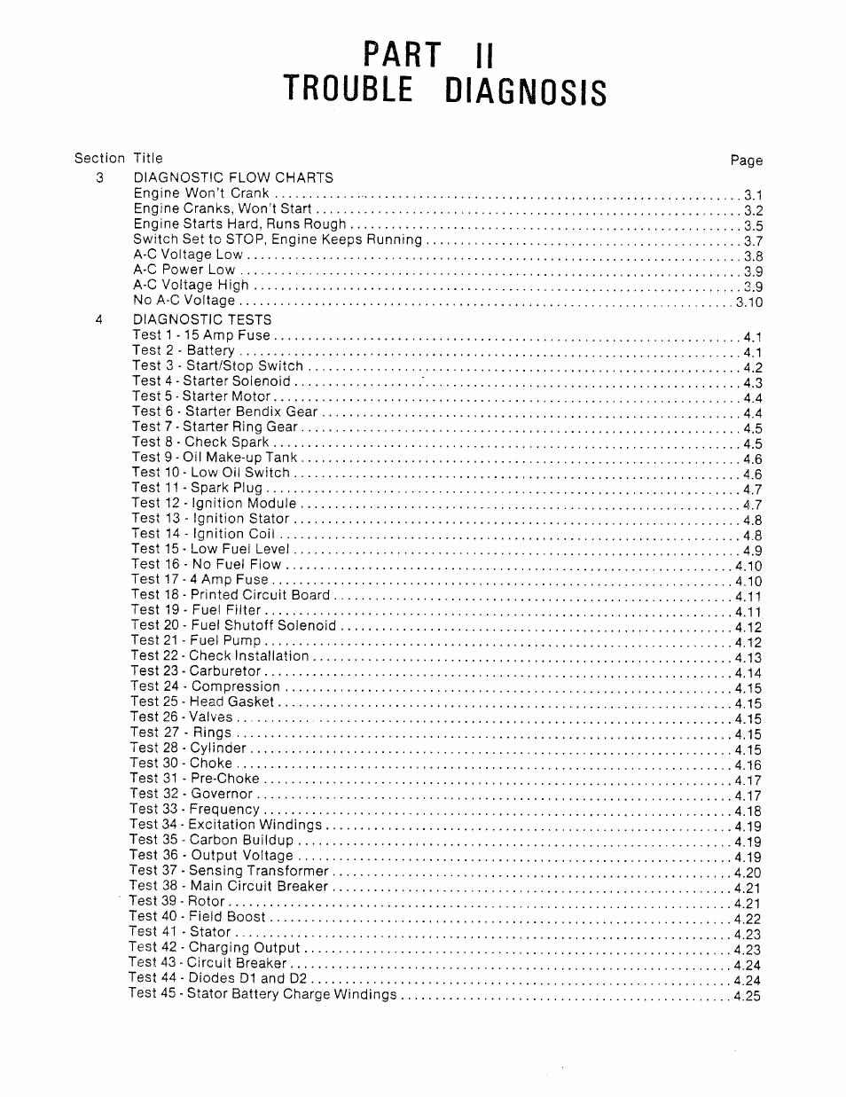 Part ii, Trouble diagnosis, Part ii trouble diagnosis | Generac Power Systems TXP User Manual | Page 11 / 91