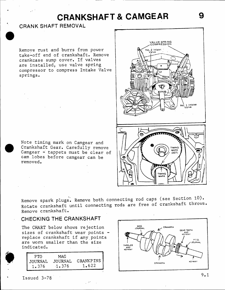 Crankshaft & camgear, Issued 3-78 | Generac Power Systems TXP User Manual | Page 69 / 91