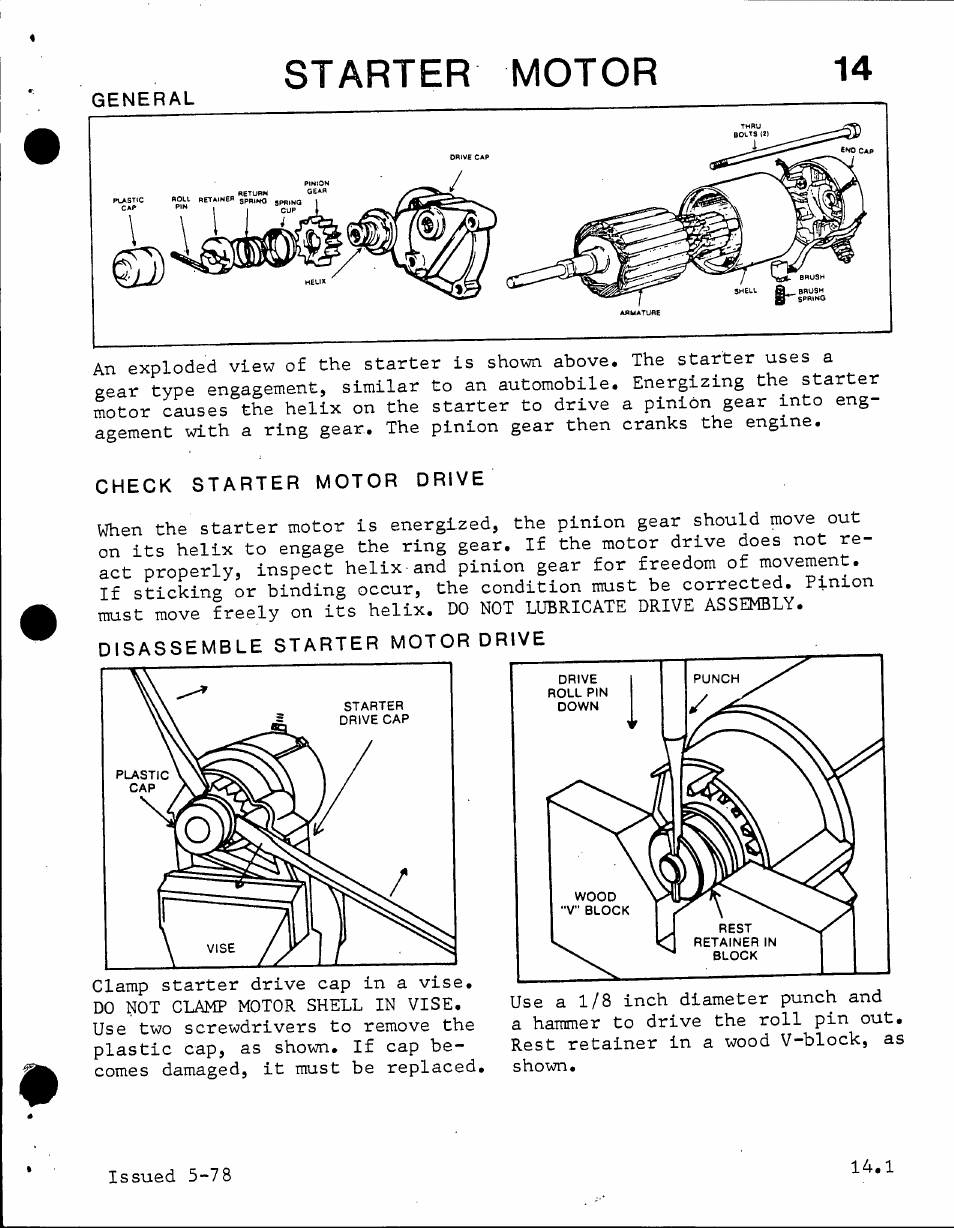 Starter motor, Check starter motor drive, Disassemble starter motor drive | Check starter motordrive, Assemble starter motor drive | Generac Power Systems TXP User Manual | Page 82 / 91