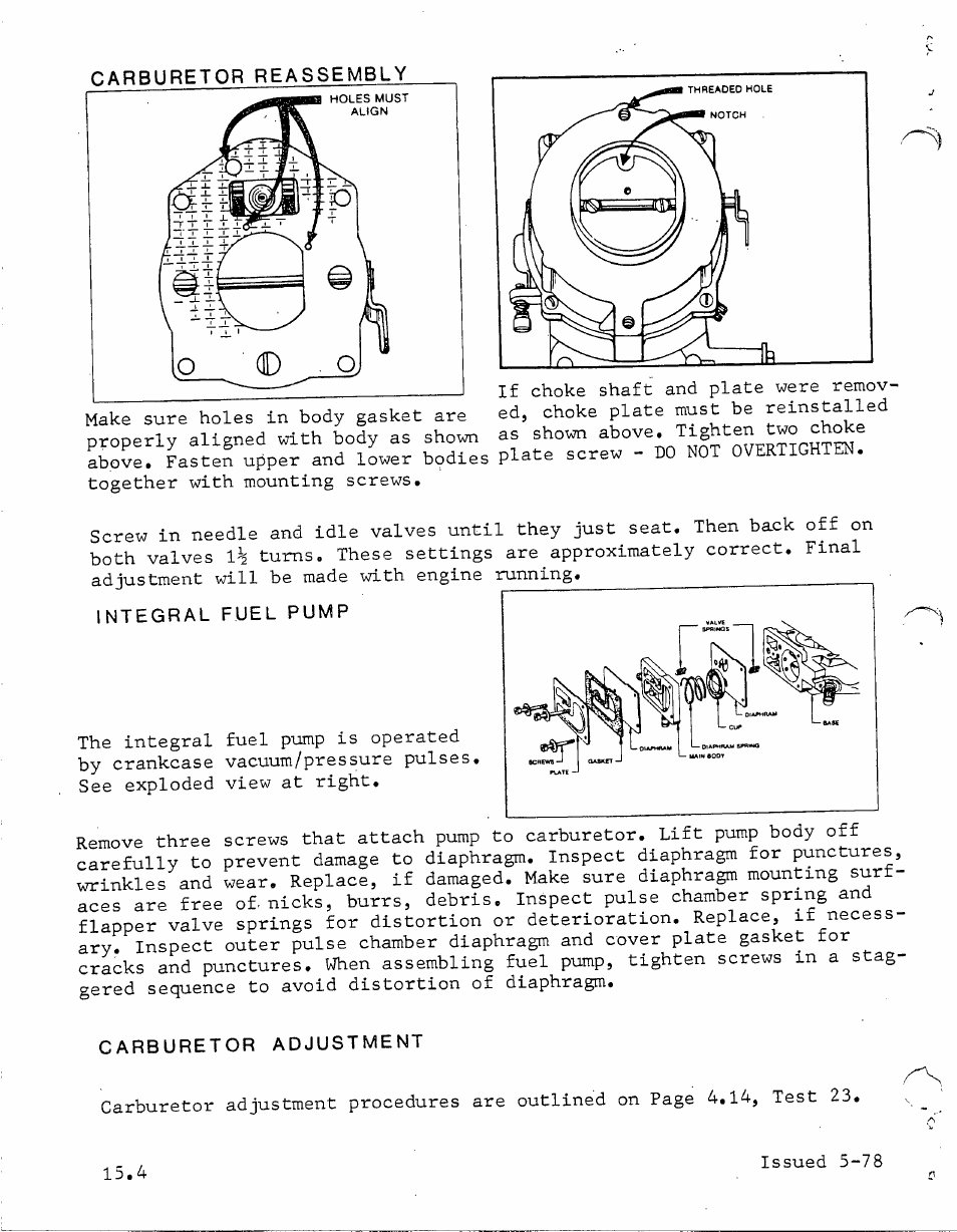 Integral fuel pump, Carburetor adjustment, Integral fuel pump carburetor adjustment | Generac Power Systems TXP User Manual | Page 88 / 91