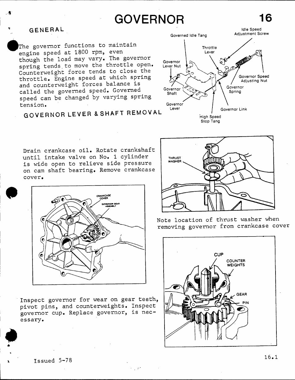 Governor lever &shaft removal, Governor | Generac Power Systems TXP User Manual | Page 89 / 91