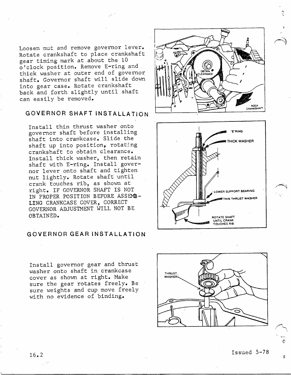 Governor shaft installation, Governor gear installation | Generac Power Systems TXP User Manual | Page 90 / 91